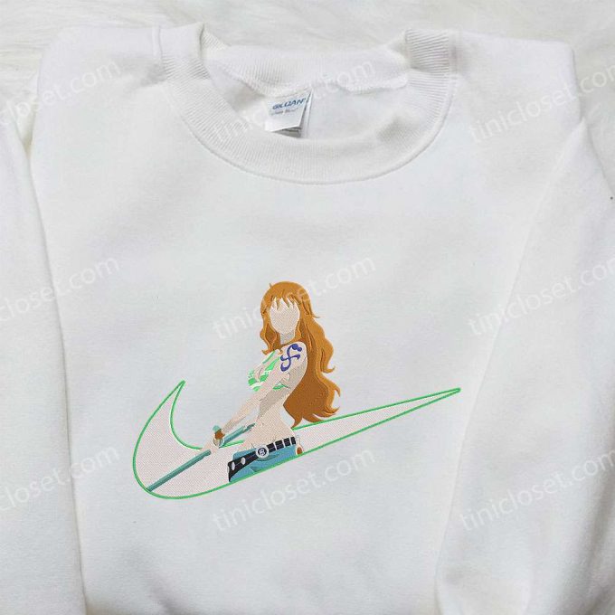 Nami x Nike Swoosh Anime Hoodie & Embroidered Shirts: One Piece & Nike Inspired Apparel