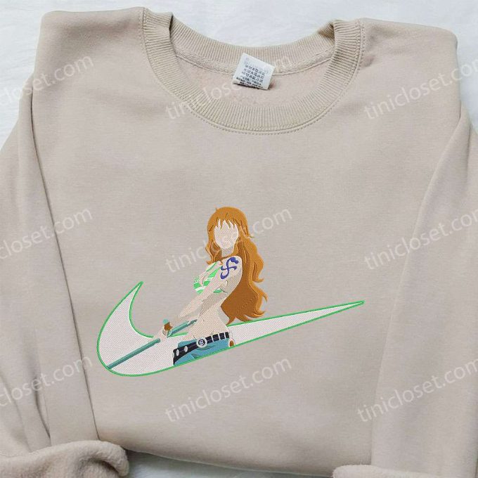 Nami x Nike Swoosh Anime Hoodie & Embroidered Shirts: One Piece & Nike Inspired Apparel