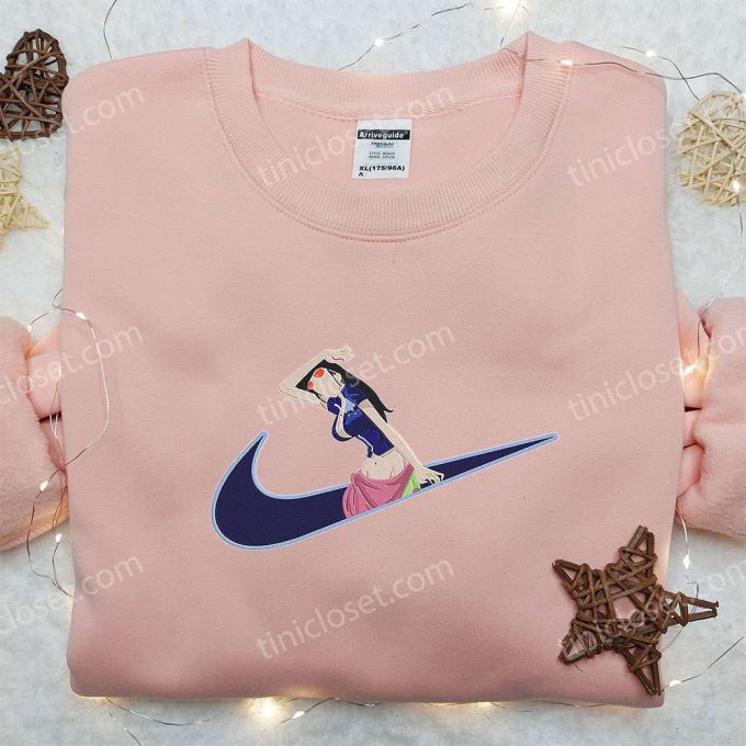 Nico Robin x Nike Swoosh Anime Hoodie: One Piece Embroidered Shirt Nike-Inspired Stylish & Unique!