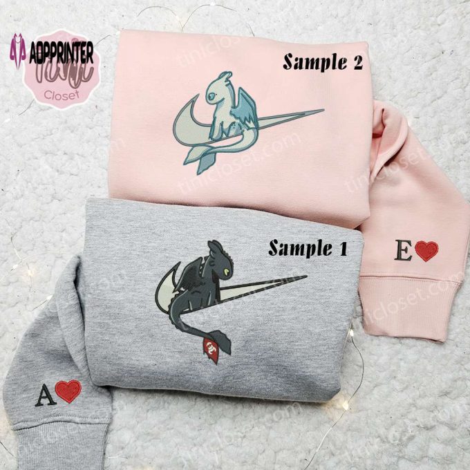 Night Fury and Light Fury x Nike Swoosh Couple Shirt: How to Train Your Dragon Cartoon Hoodie & Valentine’s Day Sweatshirt