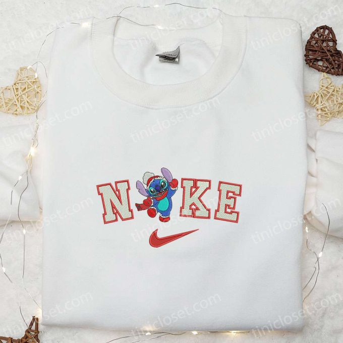 Nike Christmas x Stitch Embroidered Sweatshirt Disney Shirt Best Gift Ideas