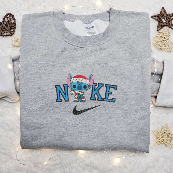 Nike Christmas x Stitch Santa and Scrump Sweatshirt – Movie Embroidered Shirt Best Gift Ideas