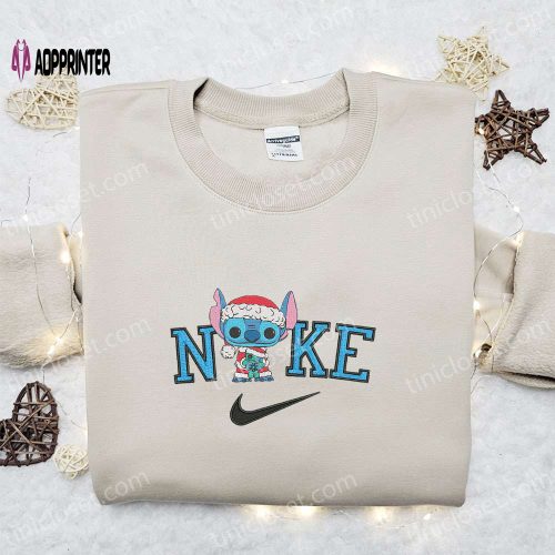 Nike Christmas x Stitch Santa Embroidered Sweatshirt – Disney Characters Shirt Best Gift Ideas