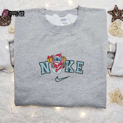 Nike Christmas x Stitch Santa Embroidered Sweatshirt – Disney Characters Shirt Best Gift Ideas