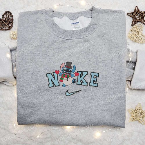 Nike Christmas x Stitch Snowman Embroidered Sweatshirt: Walt Disney Characters Shirt – Best Christmas Gift Ideas