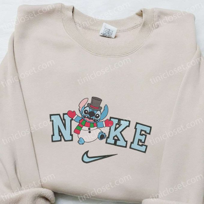 Nike Christmas x Stitch Snowman Embroidered Sweatshirt: Walt Disney Characters Shirt – Best Christmas Gift Ideas