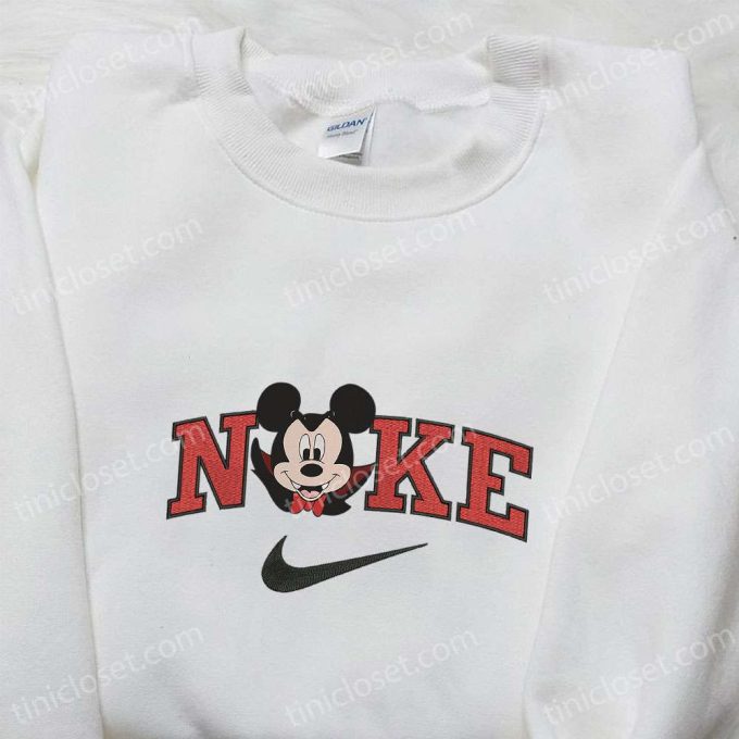 Nike Halloween x Mickey Head Dracula Laughing Sweatshirt: Best Disney Characters Embroidered Shirt for Halloween