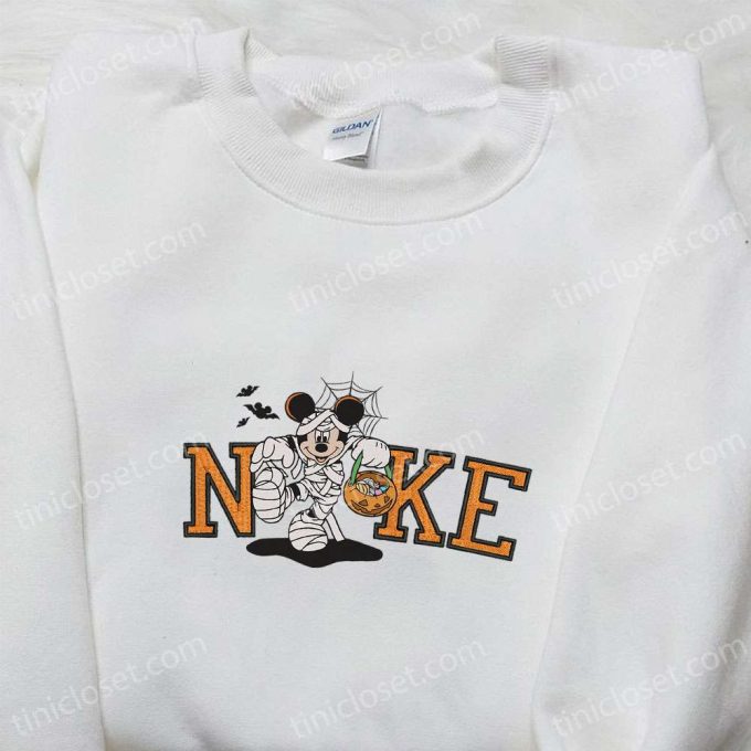 Nike Halloween x Mickey Mouse Mummy Embroidered Sweatshirt: Spooktacular Horror Movie Shirt Best Halloween Gift Ideas