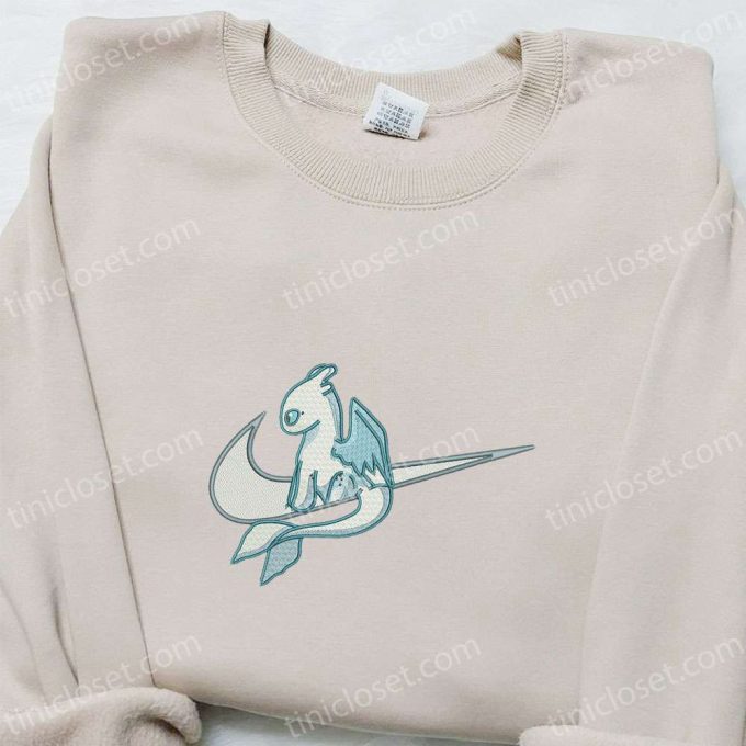 Nike Swoosh x Light Fury Embroidered Shirt How To Train Your Dragon Cartoon Hoodie Nike Inspired T-Shirt