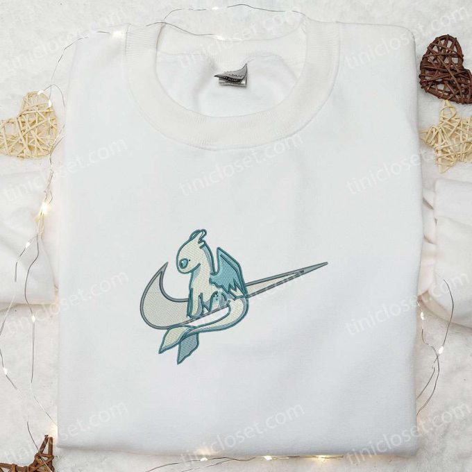 Nike Swoosh x Light Fury Embroidered Shirt How To Train Your Dragon Cartoon Hoodie Nike Inspired T-Shirt