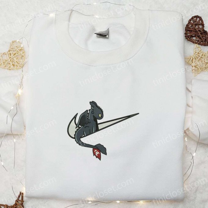 Nike Swoosh x Night Fury Embroidered Shirt & Hoodie: How to Train Your Dragon Inspired Apparel