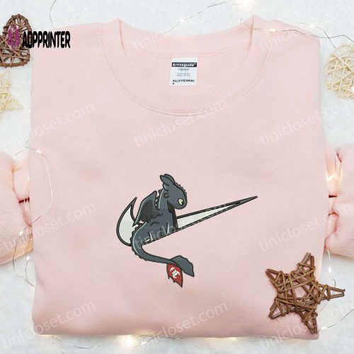 Nike Swoosh x Light Fury Embroidered Shirt How To Train Your Dragon Cartoon Hoodie Nike Inspired T-Shirt