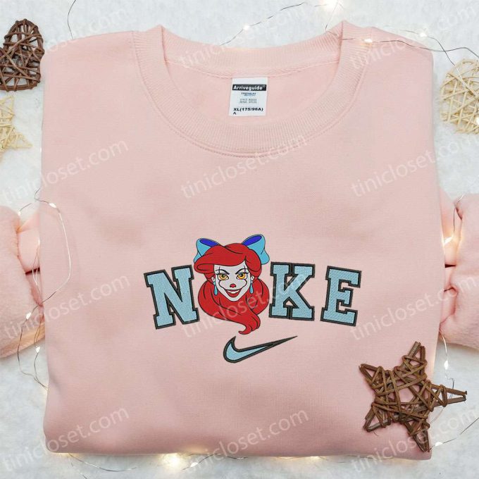 Nike x Ariel Pennywise Halloween Embroidered Shirt: Disney Cartoon & Nike Inspired Design