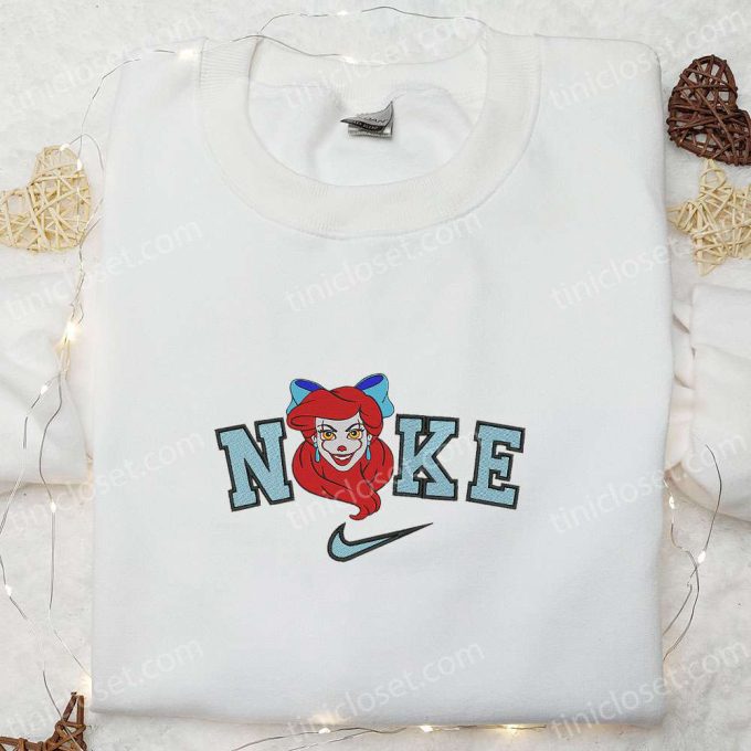 Nike x Ariel Pennywise Halloween Embroidered Shirt: Disney Cartoon & Nike Inspired Design