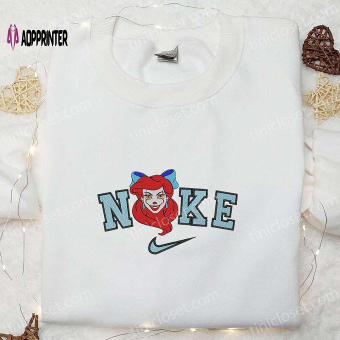 Nike x Ariel Pennywise Halloween Embroidered Shirt: Disney Cartoon & Nike Inspired Design