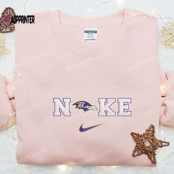 Nike x Baltimore Ravens Embroidered T-shirt & Hoodie: Custom NFL Sports Apparel