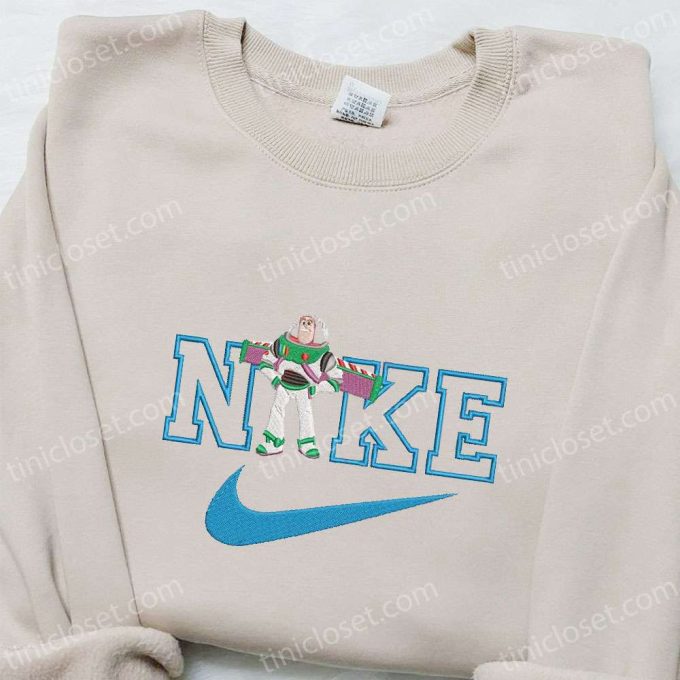 Disney Characters Embroidered Sweatshirt: Nike x Buzz Lightyear Cartoon Shirt Best Family Gift Ideas