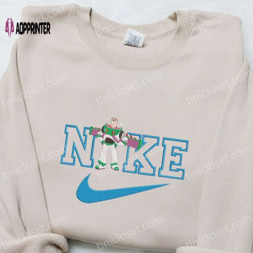 Buzz Lightyear x Nike Cartoon Embroidered Sweatshirt – Disney Characters Shirt Best Family Gift