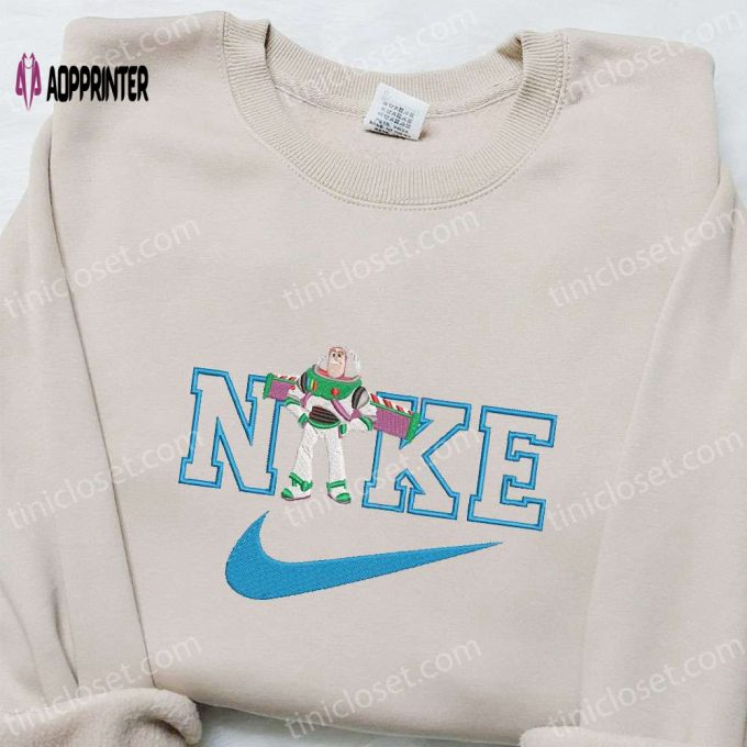 Disney Characters Embroidered Sweatshirt: Nike x Buzz Lightyear Cartoon Shirt Best Family Gift Ideas