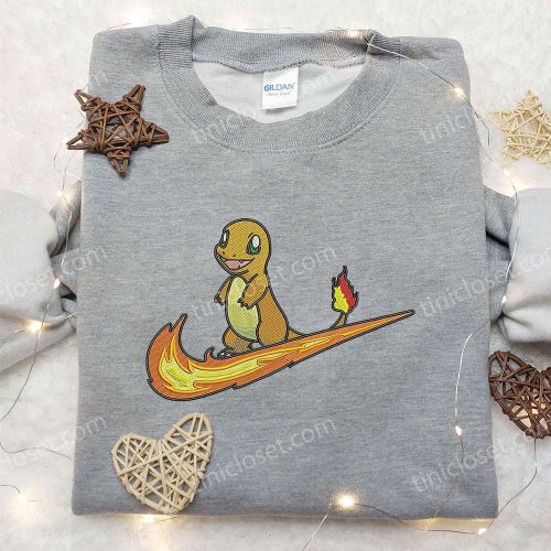 Nike x Charmander Stand Embroidered Shirt – Pokemon Custom Design