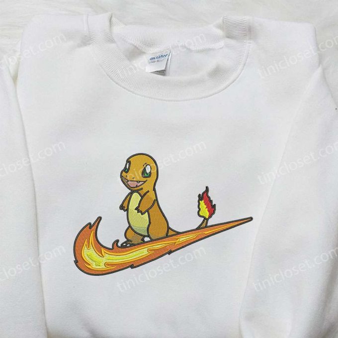 Nike x Charmander Stand Embroidered Shirt – Pokemon Custom Design