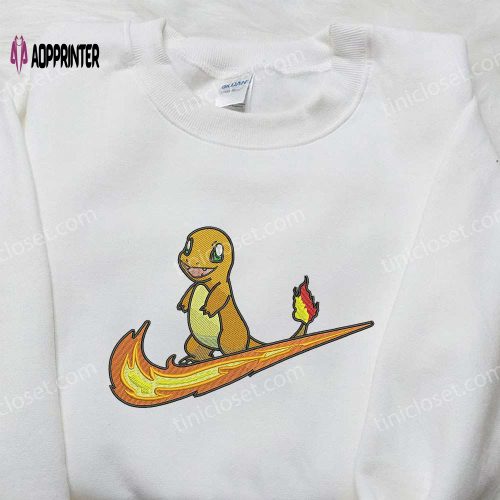 Nike x Charmander Stand Embroidered Shirt – Pokemon Custom Design