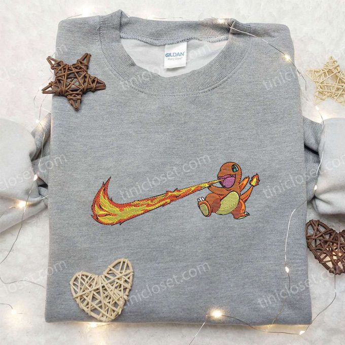 Nike x Charmander Swoosh Embroidered Shirt – Custom Pokemon Tee