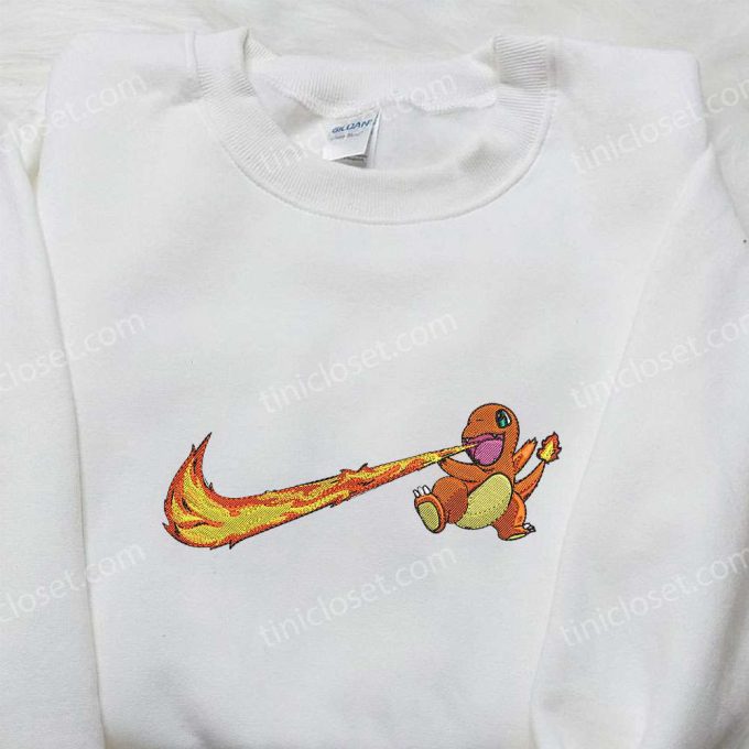 Nike x Charmander Swoosh Embroidered Shirt – Custom Pokemon Tee