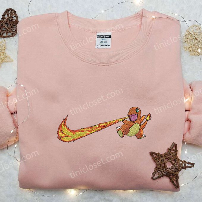 Nike x Charmander Swoosh Embroidered Shirt – Custom Pokemon Tee