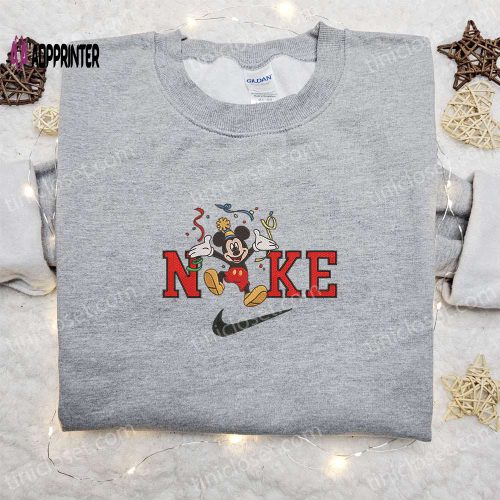 Nike x Christmas Mickey Embroidered Sweatshirt: Disney Characters Movie Merry Christmas Shirt Best Gift Idea