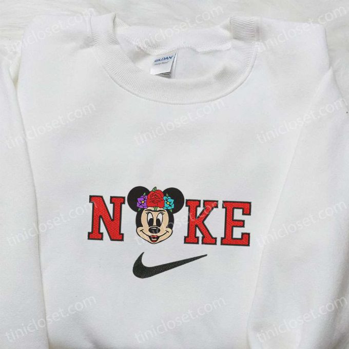 Disney Nike Christmas Sweatshirt: Minnie Rose Flower Cartoon Embroidered Shirt Perfect Gift Idea