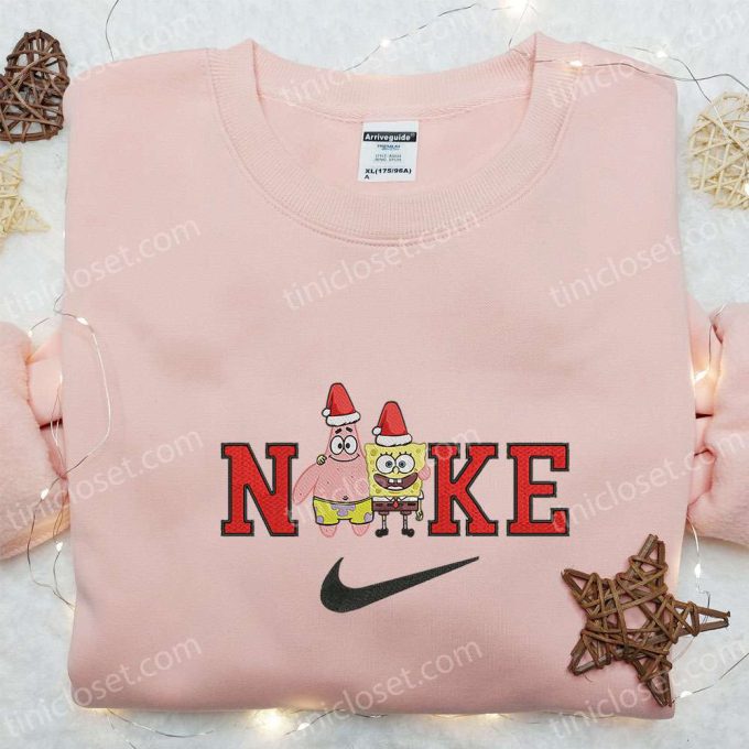 Christmas Nike x Patrick Star & Spongebob Embroidered Shirt Custom Hoodie & T-shirt