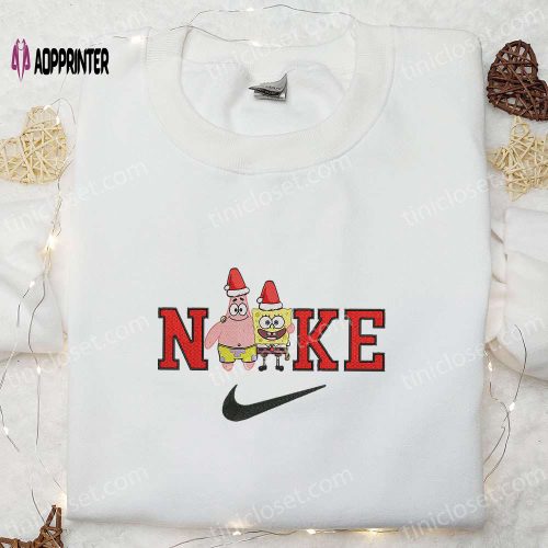 Christmas Nike x Patrick Star & Spongebob Embroidered Shirt Custom Hoodie & T-shirt