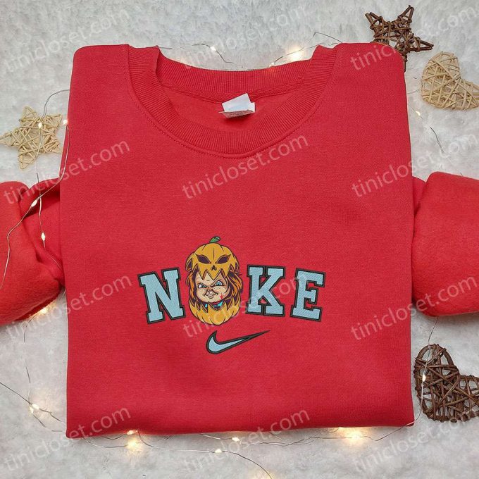 Nike x Chucky Inside Pumpkin Embroidered Shirt – Childs Play Horror Movies Killer – Custom Nike