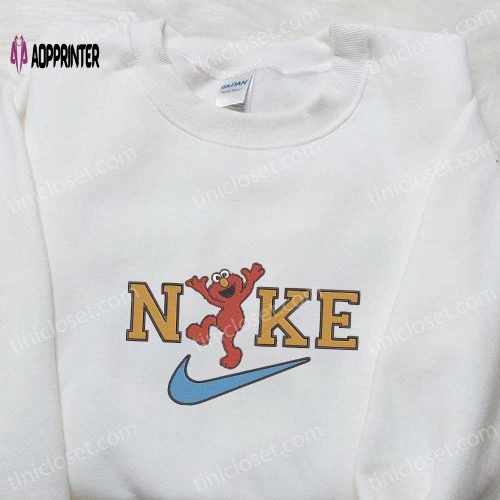 Nike x Elmo Embroidered Sweatshirt: Sesame Street Cartoon Shirt Perfect Gift