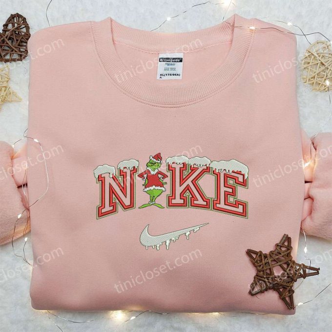 Nike x Grinch Xmas Embroidered Sweatshirt: Best Gift Idea Festive Nike Inspired Shirt