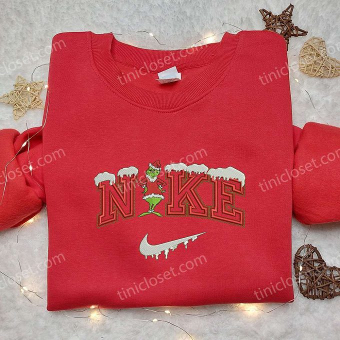 Nike x Grinch Xmas Embroidered Sweatshirt: Best Gift Idea Festive Nike Inspired Shirt