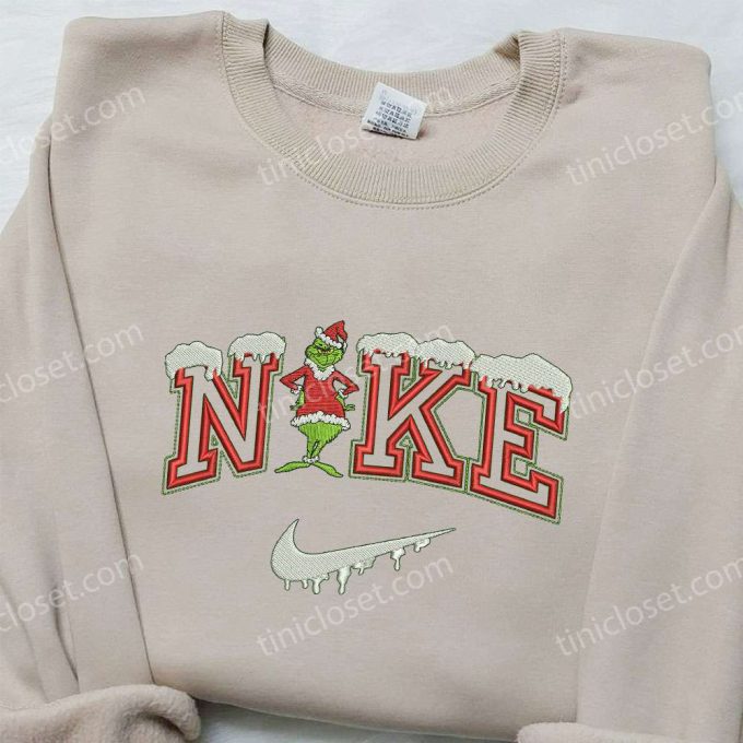 Nike x Grinch Xmas Embroidered Sweatshirt: Best Gift Idea Festive Nike Inspired Shirt