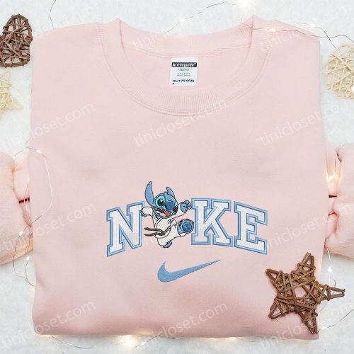 Nike x Karate Stitch Hoodie Disney Characters Shirt Embroidered Nike Inspired Hoodie