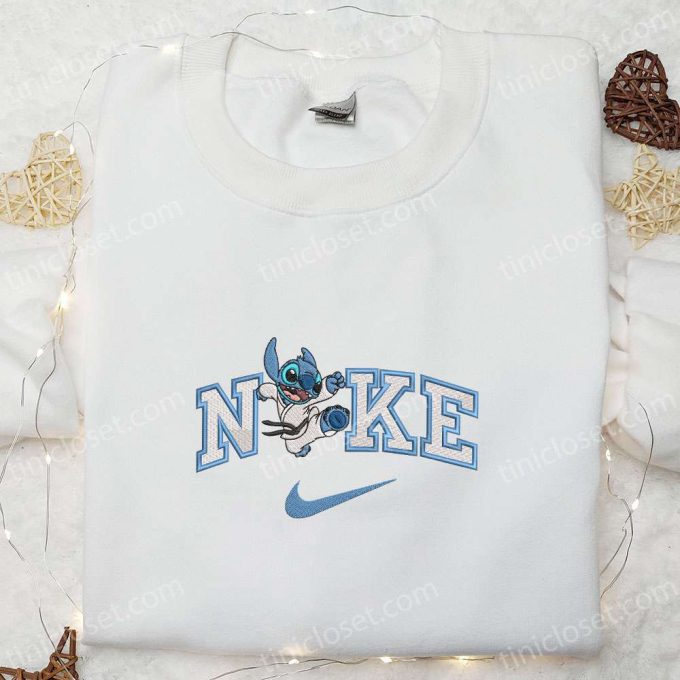 Nike x Karate Stitch Hoodie Disney Characters Shirt Embroidered Nike Inspired Hoodie