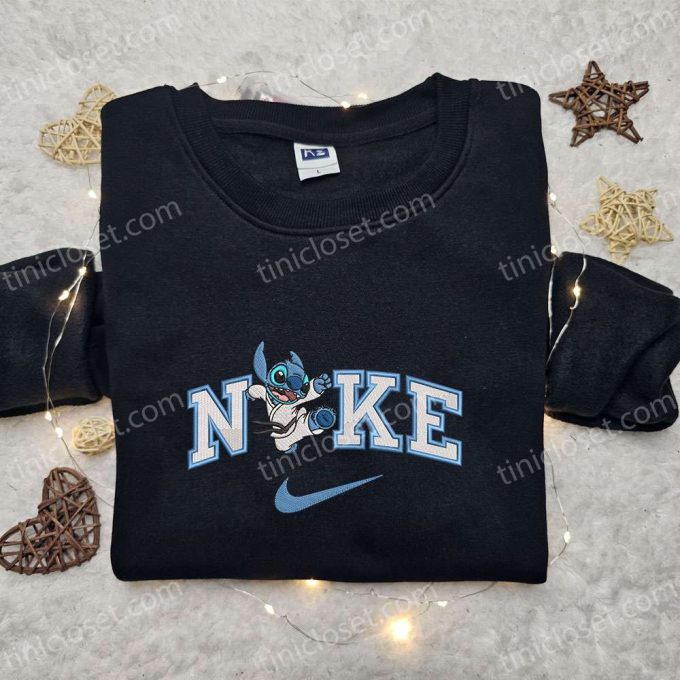 Nike x Karate Stitch Hoodie Disney Characters Shirt Embroidered Nike Inspired Hoodie