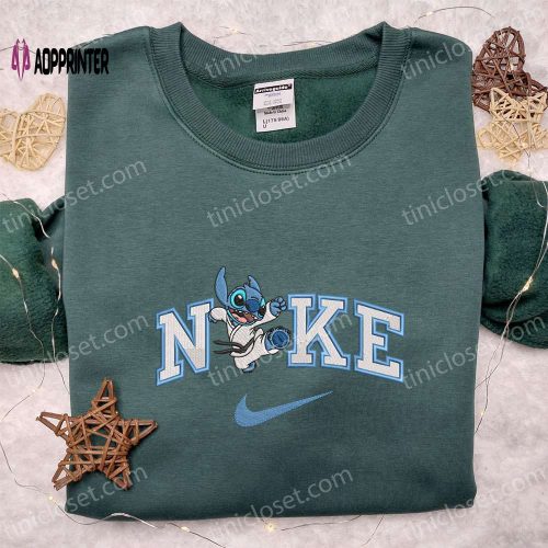 Nike x Karate Stitch Hoodie Disney Characters Shirt Embroidered Nike Inspired Hoodie