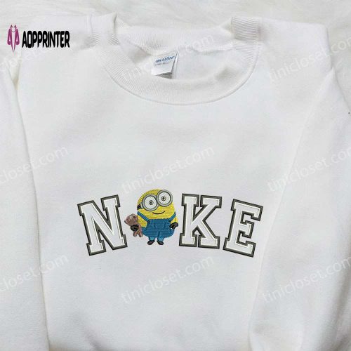 Nike x King Bob Minion Embroidered Shirt: Quirky Minion Cartoon Design Nike Inspired