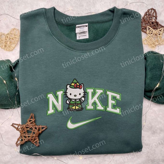 Nike x Kitty Elf Embroidered Hoodie & Hello Kitty Cartoon Shirt – Christmas Collection