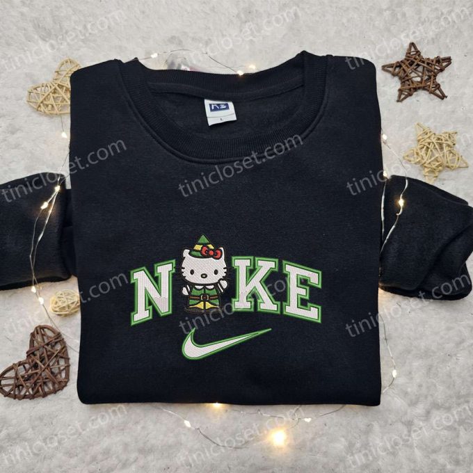 Nike x Kitty Elf Embroidered Hoodie & Hello Kitty Cartoon Shirt – Christmas Collection