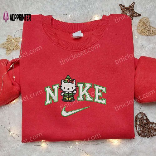 Nike x Kitty Elf Embroidered Hoodie & Hello Kitty Cartoon Shirt – Christmas Collection