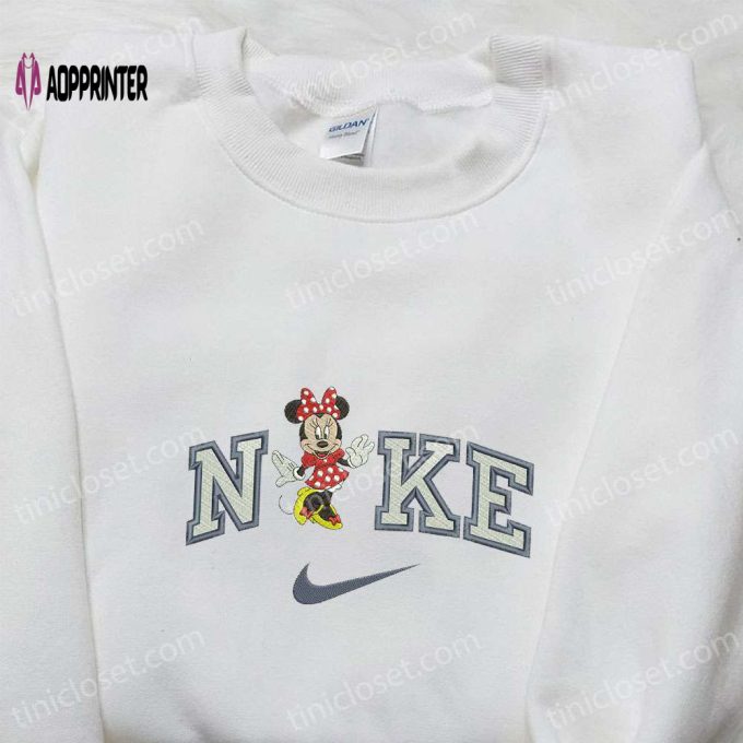 Nike x Minnie Mouse Embroidered Hoodie & Disney Characters Sweatshirt Nike Inspired Embroidered T-shirt