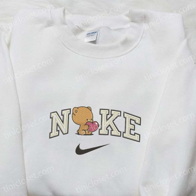 Nike x Mocha Bear Love Sweatshirt: Cartoon Embroidered Shirt Perfect Valentine s Gift