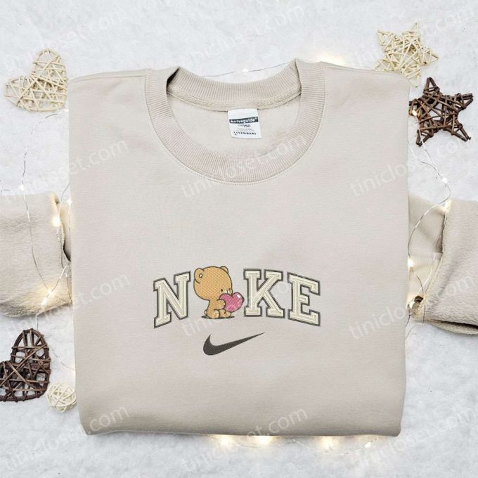 Nike x Mocha Bear Love Sweatshirt: Cartoon Embroidered Shirt Perfect Valentine s Gift