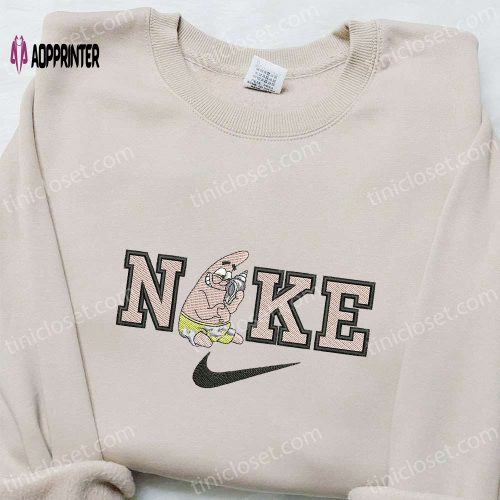 Nike x Patrick Star Cartoon Hoodie Disney Characters Embroidered Shirt Nike Inspired T-shirt